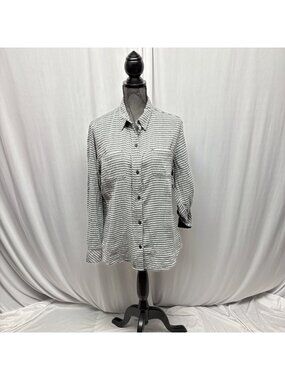 Riders By Lee Striped Button Up Shirt Womens Size Large Long Sleeve Cotton Comfy